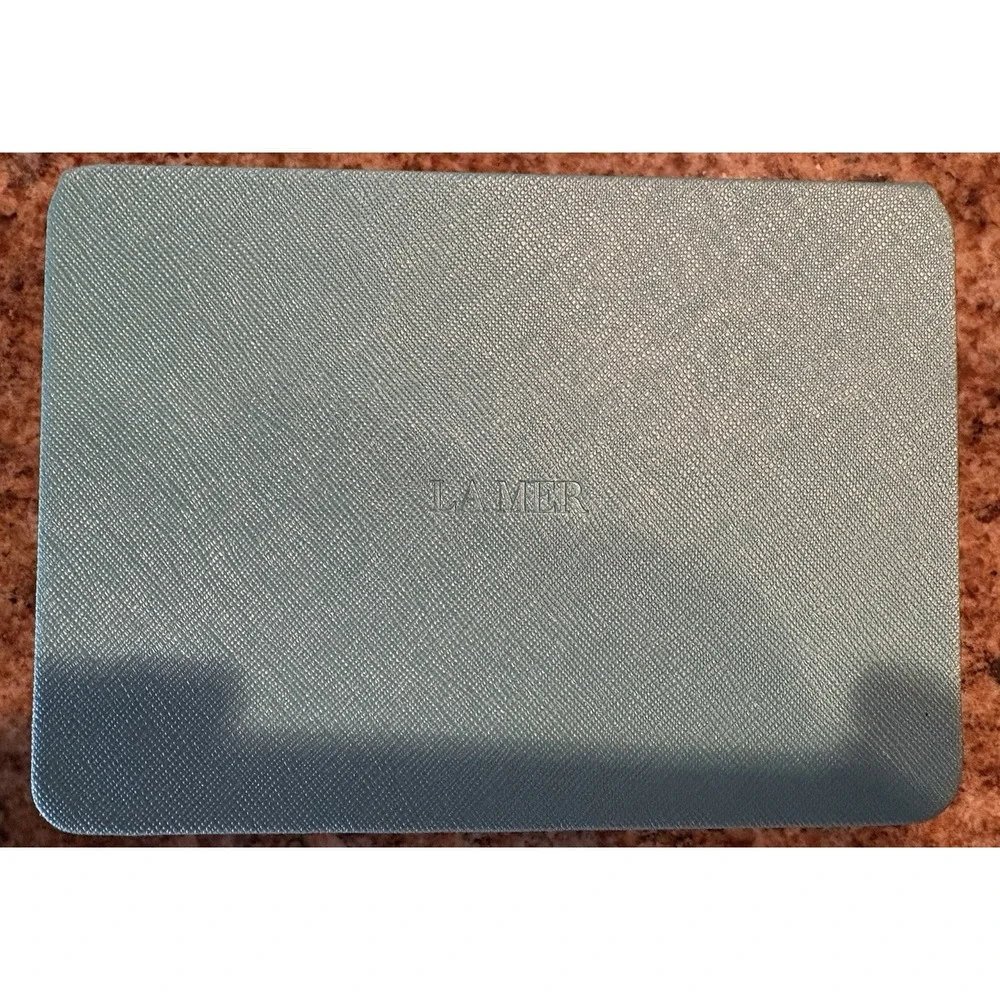 LA MER Aqua Blue Velvet Hinged Travel Jewelry Makeup Storage Box New 6